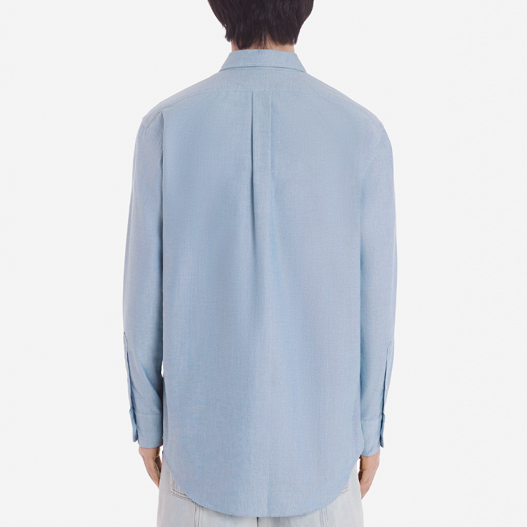 Purchase メゾンキツネ SS24 フォックスパッチ オーバーサイズ 長袖シャツ メンズ シアンブルー MM00405WC2047-P392