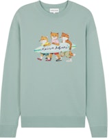 Maison Kitsune SS24 Green Animal Print Crewneck Long-Sleeve Sweatshirt . MM00310KM0129-P417 Maison Kitsune SS24 Green Animal Print Crewneck Long-Sleeve Sweatshirt . MM00310KM0129-P417