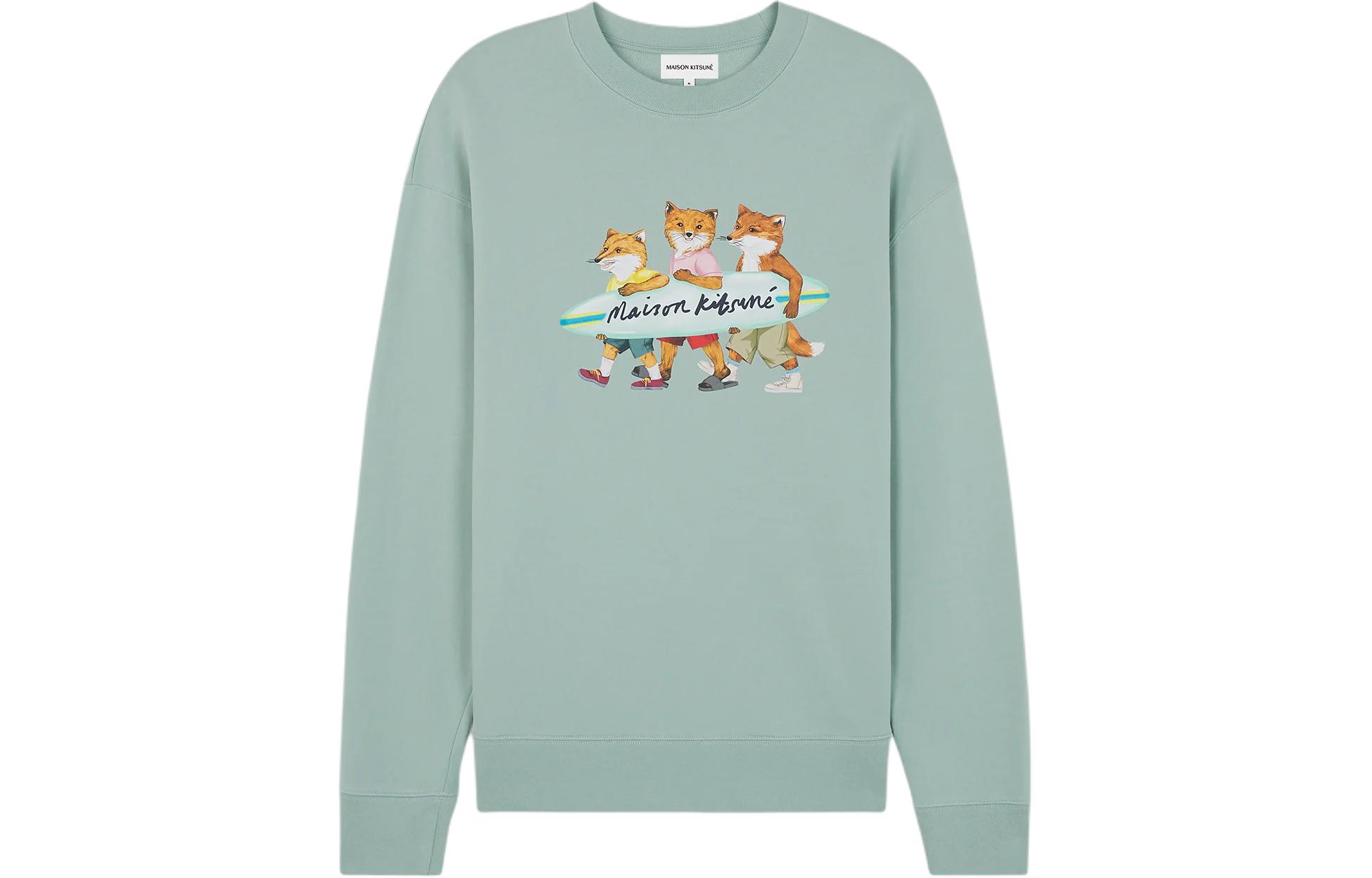 Order Maison Kitsune SS24 Baju Sejuk Hijau Cetakan Haiwan Lengan Panjang. MM00310KM0129-P417
