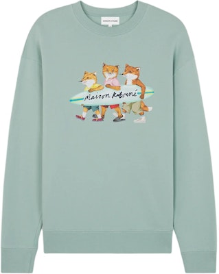 Maison Kitsune SS24 Baju Sejuk Hijau Cetakan Haiwan Lengan Panjang. MM00310KM0129-P417 Order Maison Kitsune SS24 Baju Sejuk Hijau Cetakan Haiwan Lengan Panjang. MM00310KM0129-P417