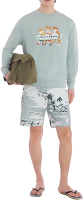 Maison Kitsune SS24 Baju Sejuk Hijau Cetakan Haiwan Lengan Panjang. MM00310KM0129-P417 Shop Maison Kitsune SS24 Baju Sejuk Hijau Cetakan Haiwan Lengan Panjang. MM00310KM0129-P417