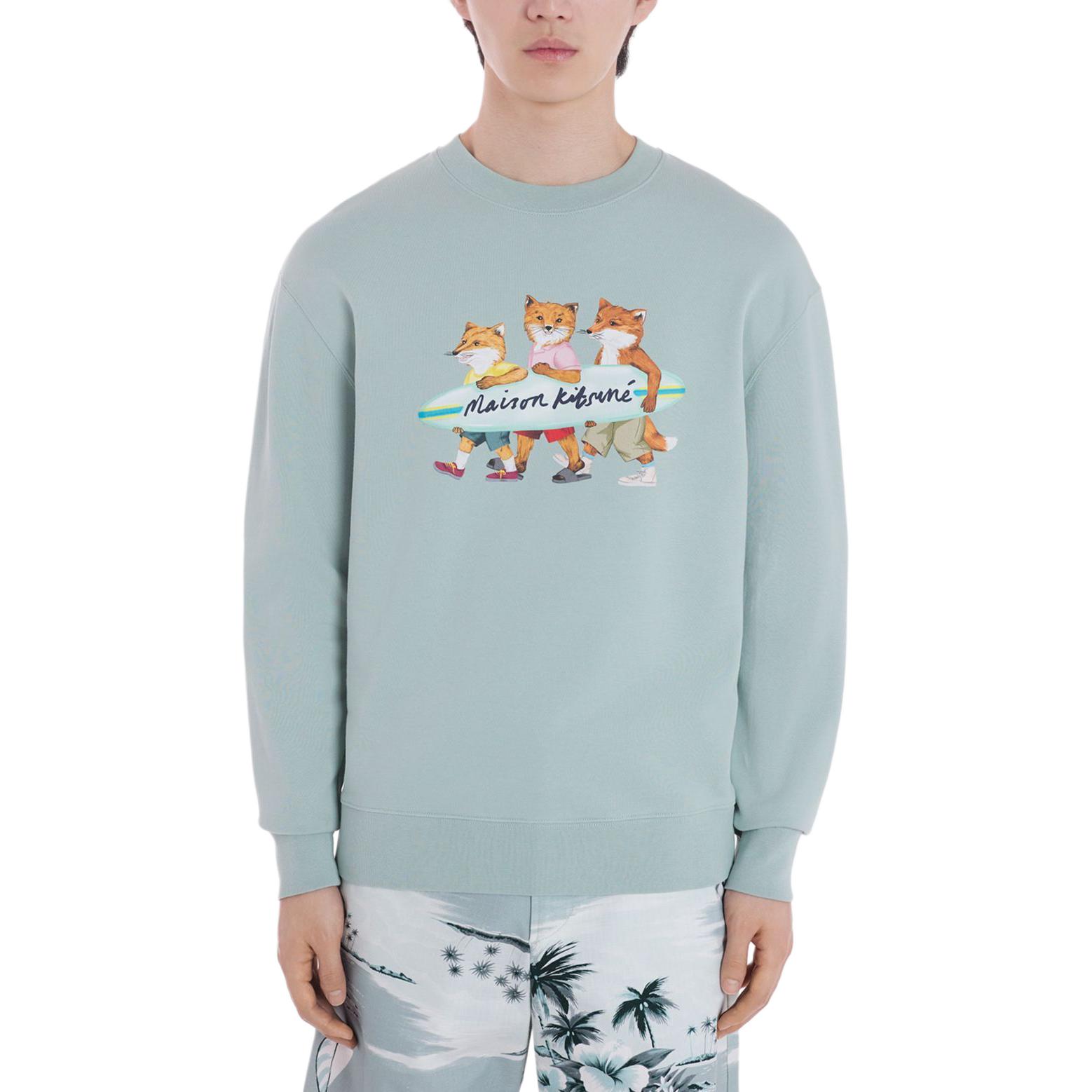 Purchase Maison Kitsune SS24 Baju Sejuk Hijau Cetakan Haiwan Lengan Panjang. MM00310KM0129-P417