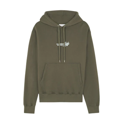 Maison Kitsune SS24 Khaki Zip Jacket with Embroidered Lettering Design MM02111WF0023-P396