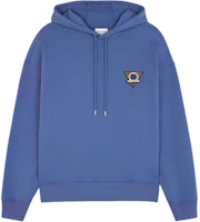 Maison Kitsune SS24 Logo Embroidered Drawstring Hoodie Blue MM00709KM0001-P433 Maison Kitsune SS24 Logo Embroidered Drawstring Hoodie Blue MM00709KM0001-P433