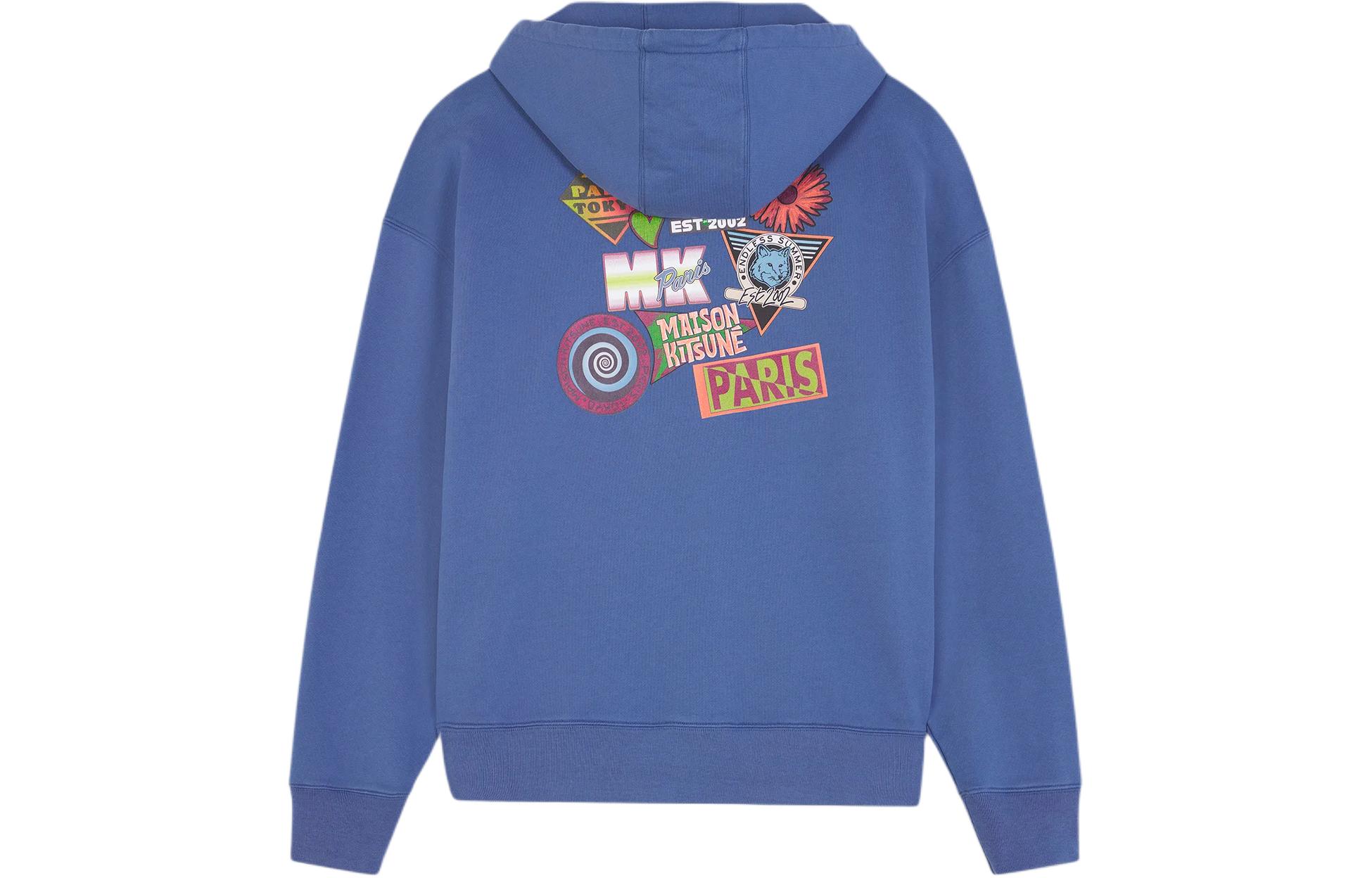 Lookbook Maison Kitsune SS24 刺繡Logo抽繩連帽衫 藍色 MM00709KM0001-P433