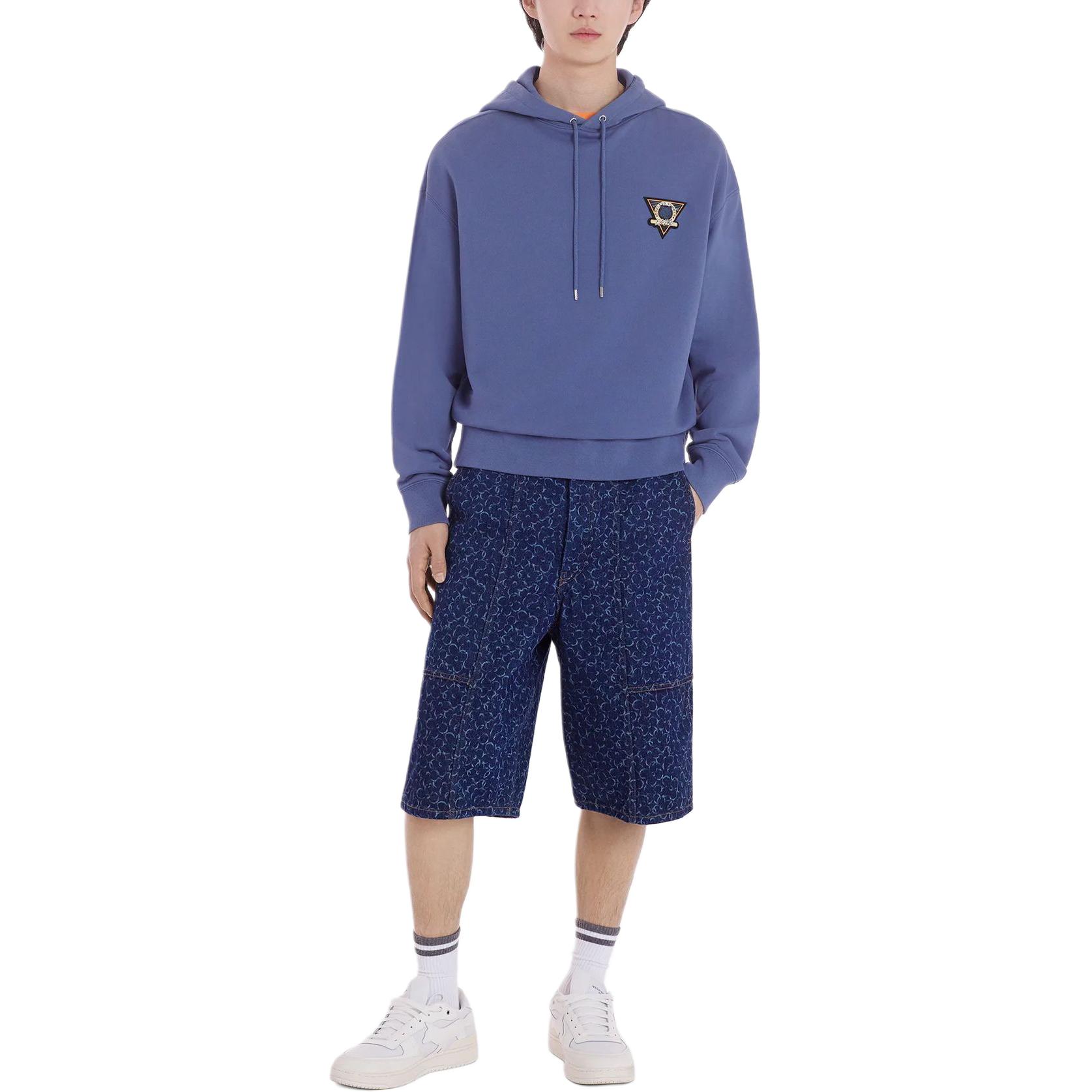 Shop Maison Kitsune SS24 刺繡Logo抽繩連帽衫 藍色 MM00709KM0001-P433