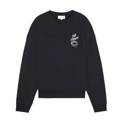 Maison Kitsune SS24 Oversized Crewneck Long Sleeve Unisex Sweatshirt Black SPCKNPMU00302-P199