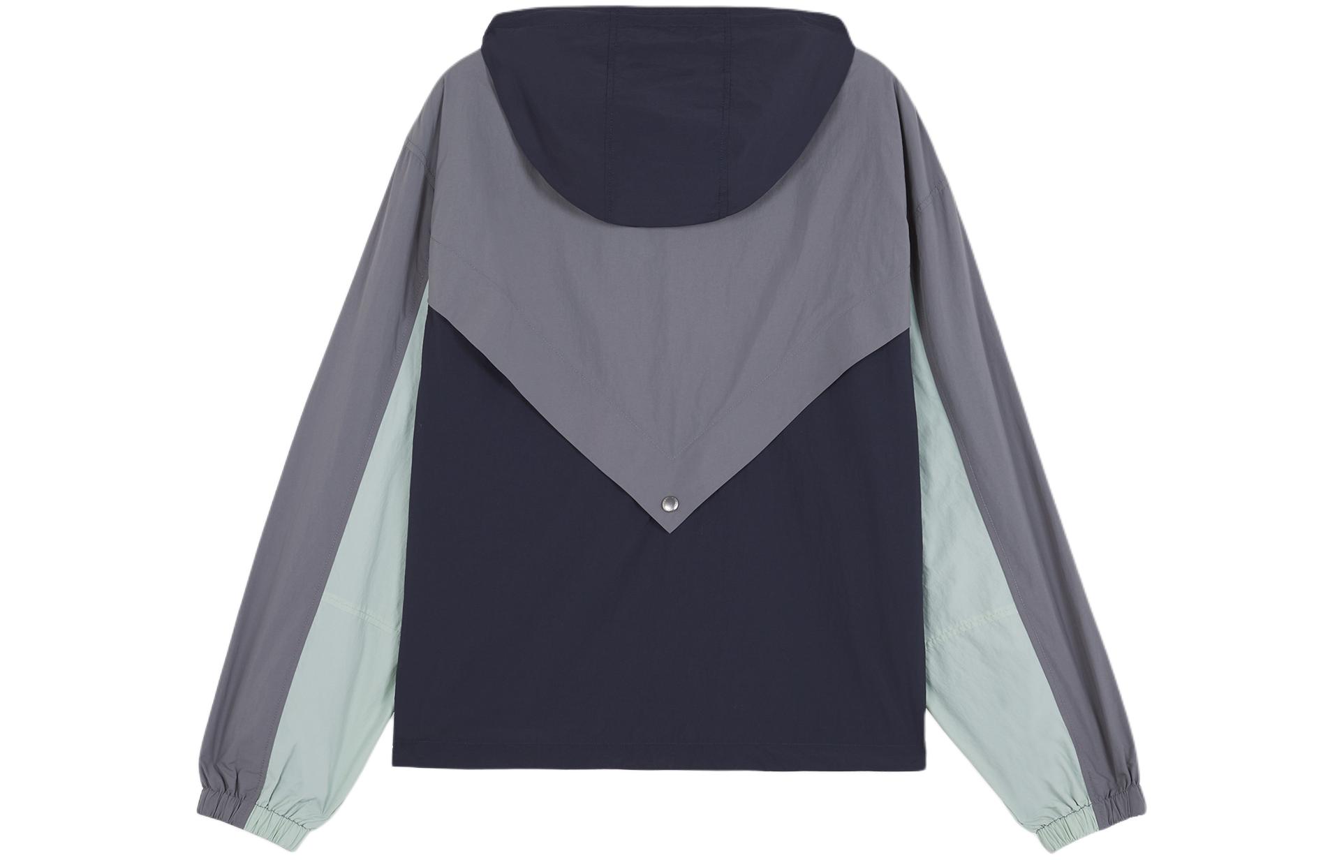 Lookbook メゾンキツネ SS24 パッチワークフーデッドジップ長袖ウィンドブレーカー グレー メンズ MM02102WQ0072-P480