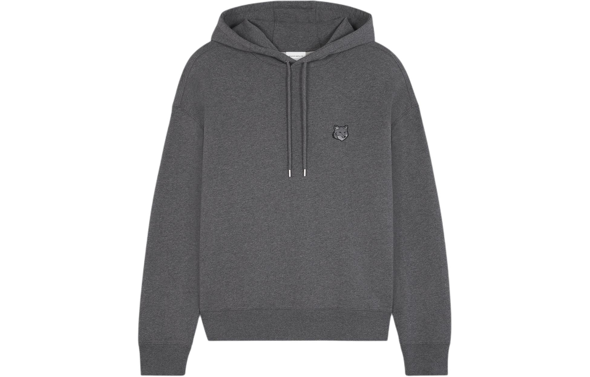 Maison Kitsune SS24 Relaxed Fit Hoodie with Fox Embroidery in Dark Gray LM00705KM0001-H170