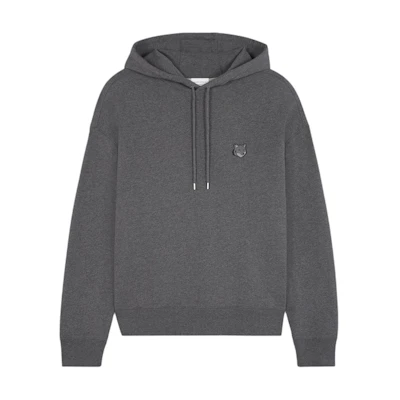 Maison Kitsune SS24 Relaxed Fit Hoodie with Fox Embroidery in Dark Gray LM00705KM0001-H170