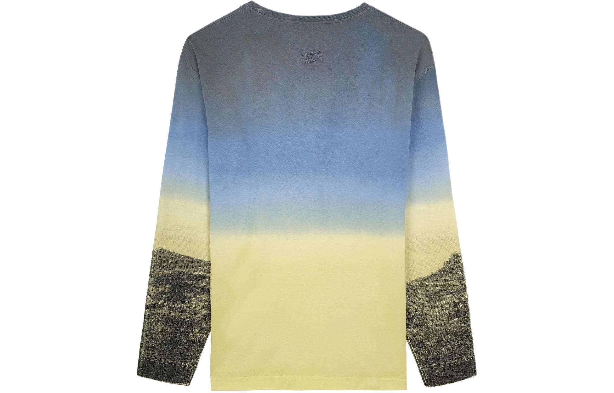 Lookbook 美颂狐SS24风景印花蓝色男士圆领T恤 MM00115KJ0118-P451