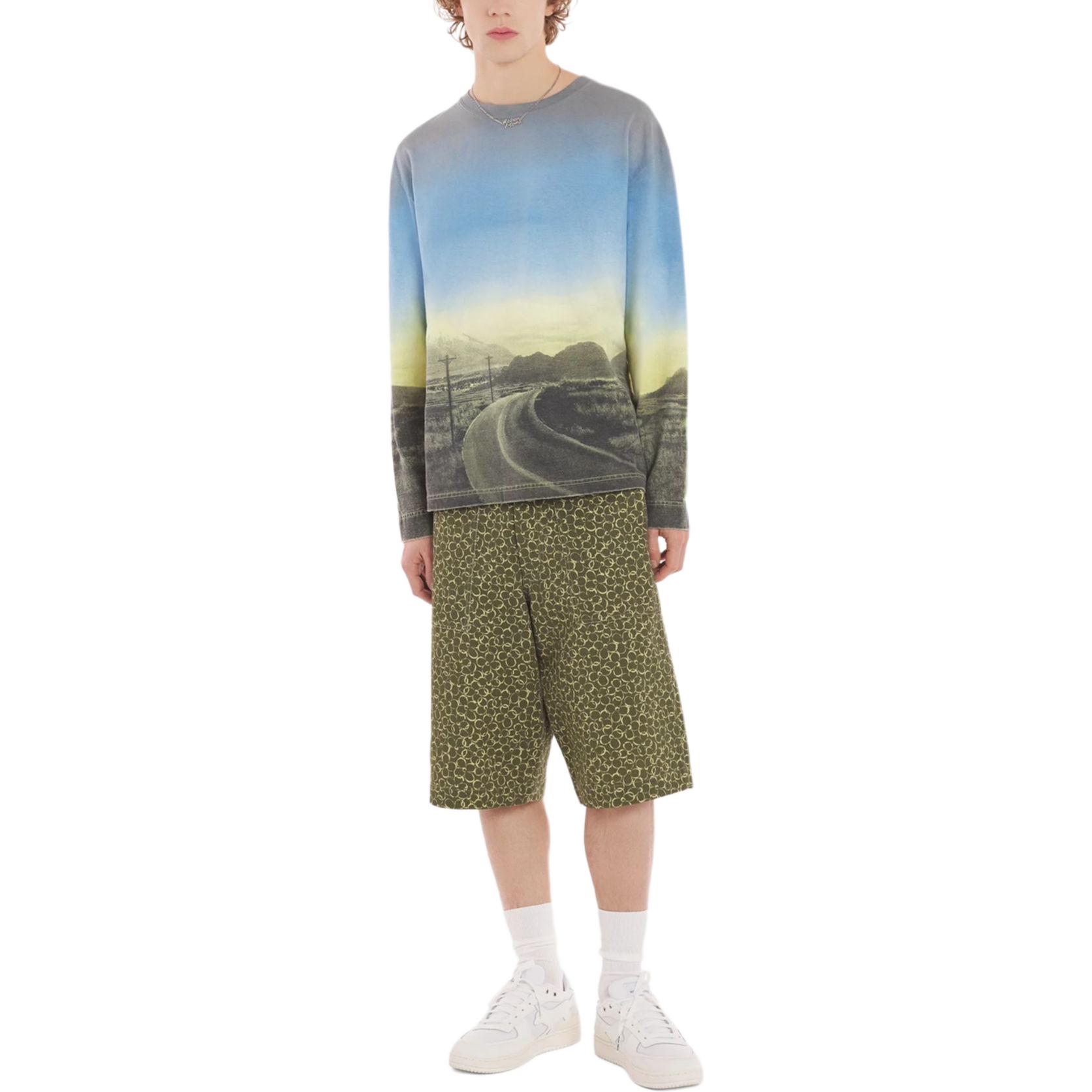 Shop 美颂狐SS24风景印花蓝色男士圆领T恤 MM00115KJ0118-P451