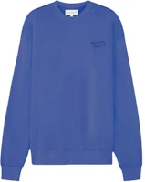 Maison Kitsune SS24 Storm Blue Embroidered Logo Ribbed Crewneck Sweatshirt MM00315KM0307-P433 Maison Kitsune SS24 Storm Blue Embroidered Logo Ribbed Crewneck Sweatshirt MM00315KM0307-P433