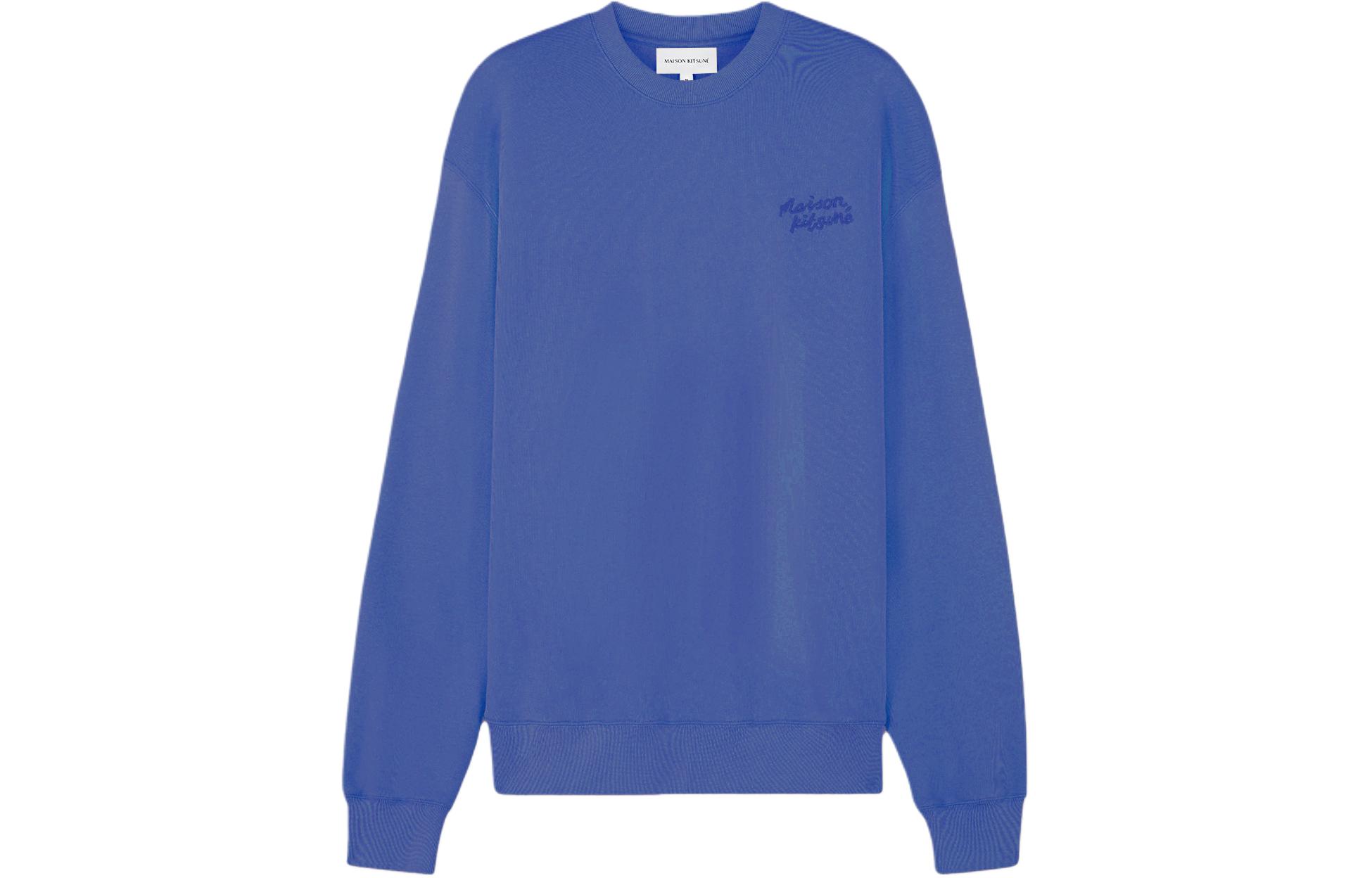 Order Maison Kitsune SS24 Storm Blue Embroidered Logo Ribbed Crewneck Sweatshirt MM00315KM0307-P433