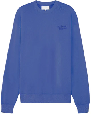 Maison Kitsune SS24 Storm Blue Embroidered Logo Ribbed Crewneck Sweatshirt MM00315KM0307-P433 Order Maison Kitsune SS24 Storm Blue Embroidered Logo Ribbed Crewneck Sweatshirt MM00315KM0307-P433