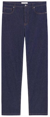 Maison Kitsune SS24 Seluar Denim Lelaki Indigo Fit Lurus Bersulam Warna Blok MM01107WW0081-P470 Buy Maison Kitsune SS24 Seluar Denim Lelaki Indigo Fit Lurus Bersulam Warna Blok MM01107WW0081-P470