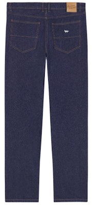 Maison Kitsune SS24 Seluar Denim Lelaki Indigo Fit Lurus Bersulam Warna Blok MM01107WW0081-P470 Lookbook Maison Kitsune SS24 Seluar Denim Lelaki Indigo Fit Lurus Bersulam Warna Blok MM01107WW0081-P470