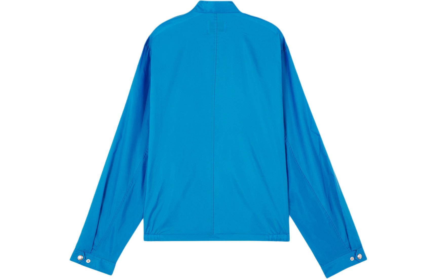 Lookbook Jaket Zip Kolar Baseball Berjalur Maison Kitsune SS24 Lelaki Biru MM02101WQ0071-P451