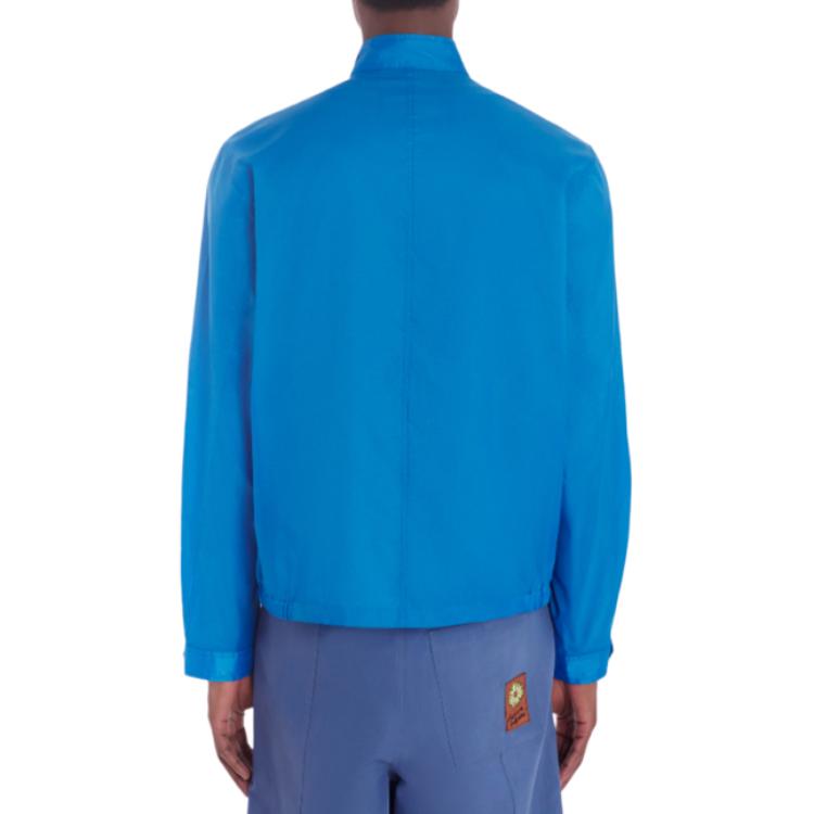 Details for Jaket Zip Kolar Baseball Berjalur Maison Kitsune SS24 Lelaki Biru MM02101WQ0071-P451