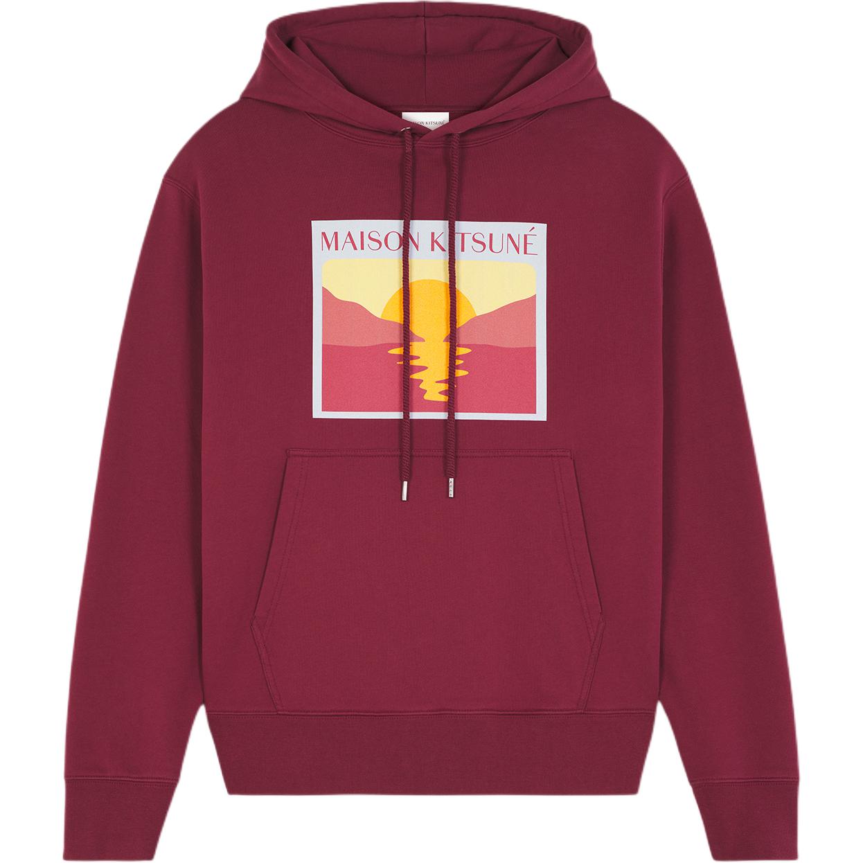 Maison Kitsune SS24 Unisex Solid Color Logo Embroidered Hoodie - Gray IU00355KM0001-GRM