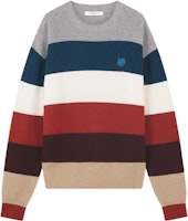 Maison Kitsune Striped Fox Head Crewneck Relaxed Fit Sweater Men Multicolor. LM00808KT1093-S101 Maison Kitsune Striped Fox Head Crewneck Relaxed Fit Sweater Men Multicolor. LM00808KT1093-S101