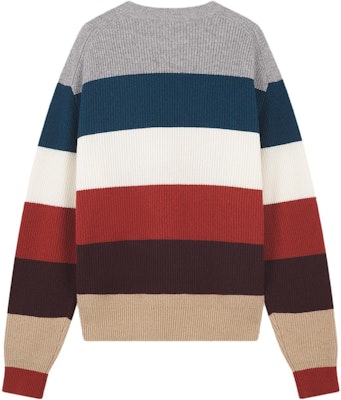 Maison Kitsune Striped Fox Head Crewneck Sweater Lelaki Multicolor. LM00808KT1093-S101 Lookbook Maison Kitsune Striped Fox Head Crewneck Sweater Lelaki Multicolor. LM00808KT1093-S101