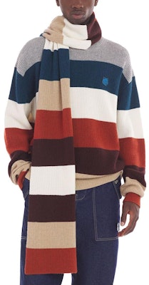 Maison Kitsune Striped Fox Head Crewneck Sweater Lelaki Multicolor. LM00808KT1093-S101 Shop Maison Kitsune Striped Fox Head Crewneck Sweater Lelaki Multicolor. LM00808KT1093-S101