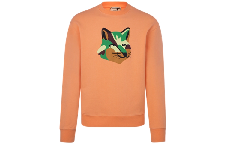 Maison Kitsune Unisex Crewneck Pullover Sweatshirt with Fox Embroidery Navy Blue GU00342KM0002-NA
