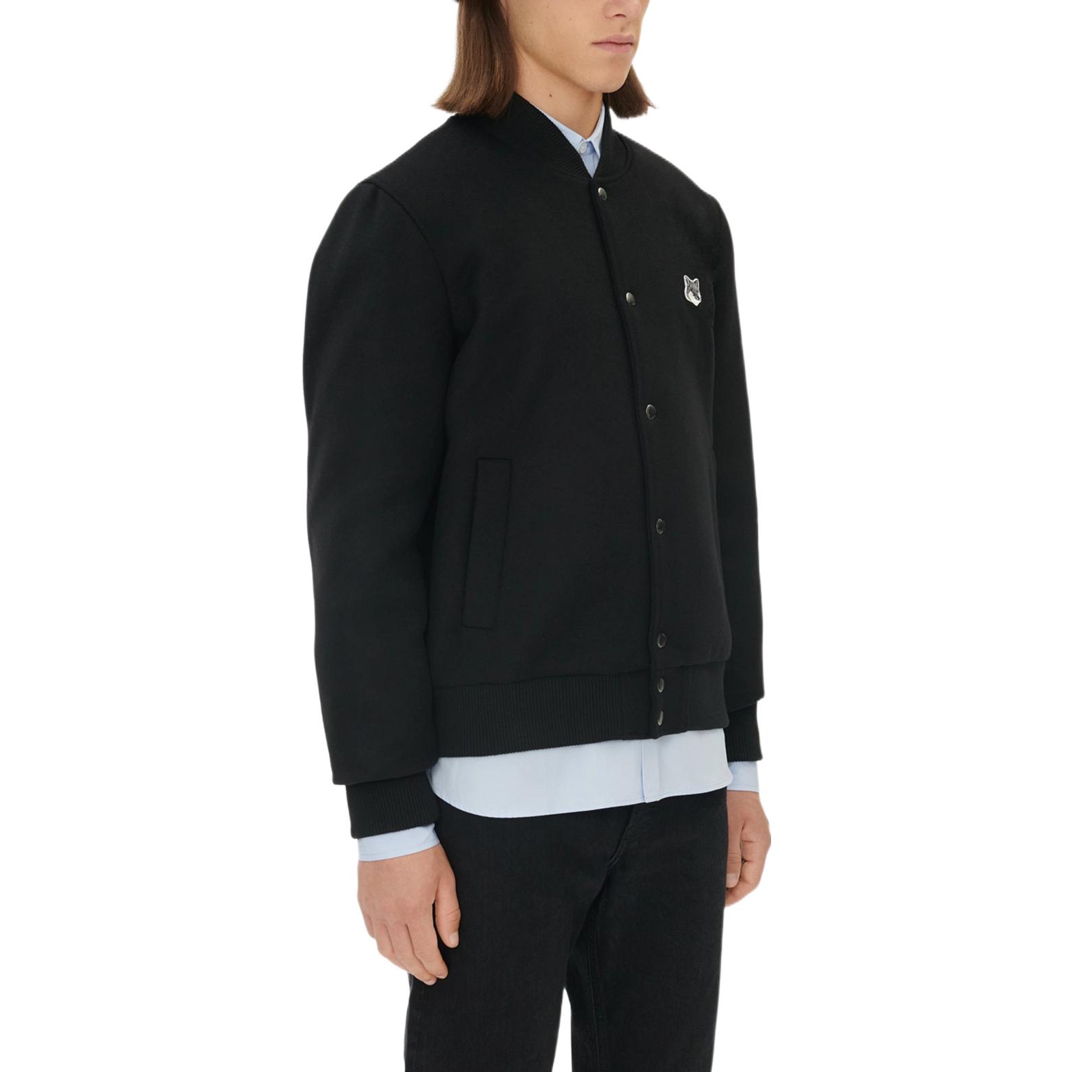 Details for Maison Kitsune 男女通用纯色徽章单排扣夹克 黑色. JM02222WM0020-P198