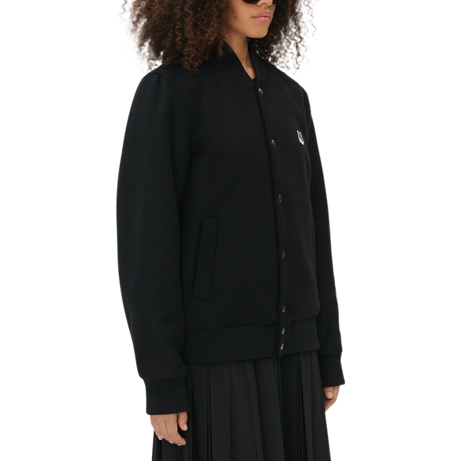 Sizing Maison Kitsune 男女通用纯色徽章单排扣夹克 黑色. JM02222WM0020-P198