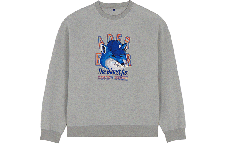 Maison Kitsune ADER ERROR FW21 Fox Logo Embroidered Grey Unisex Sweatshirt BKKFWSW04GR-GR 圖 2