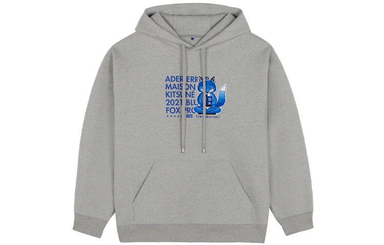 Order Maison Kitsune x ADER ERROR Hoodie Oversized Logo Fox Abu-Abu Kolaborasi Pria BKKFWHD01GR-GR