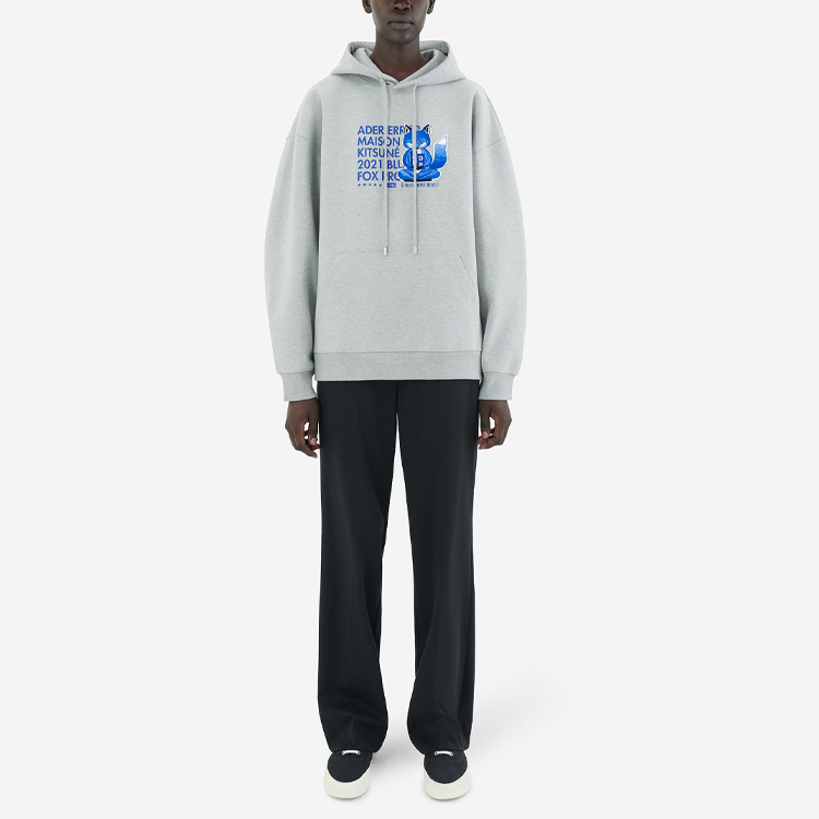 Purchase Maison Kitsune x ADER ERROR Hoodie Oversized Logo Fox Abu-Abu Kolaborasi Pria BKKFWHD01GR-GR