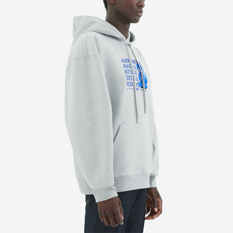 Details for Maison Kitsune x ADER ERROR Hoodie Oversized Logo Fox Abu-Abu Kolaborasi Pria BKKFWHD01GR-GR
