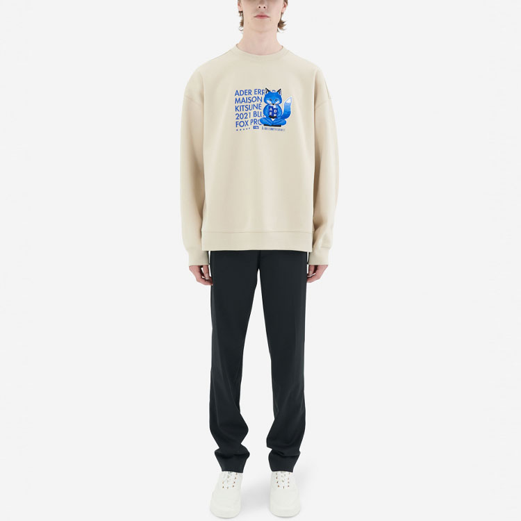 Maison Kitsune ADER ERROR Logo Sweatshirt Khaki Sitting Blue Fox Design BKKFWSW02IV-IV 圖 4