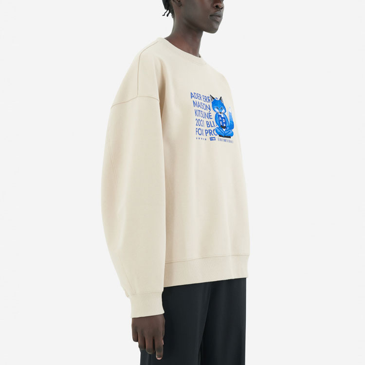 Maison Kitsune ADER ERROR Logo Sweatshirt Khaki Sitting Blue Fox Design BKKFWSW02IV-IV 圖 7