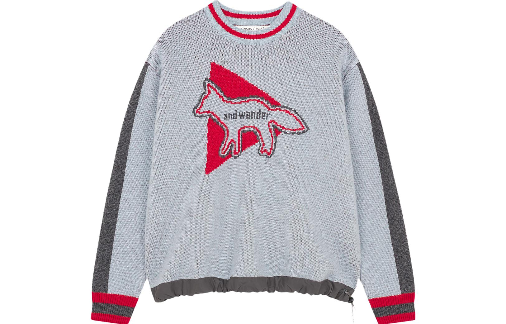 Maison Kitsune and wander FW23 Animal Print Crewneck Sweatshirt Unisex White 5743284908-P100