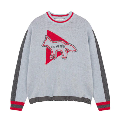 Maison Kitsune and wander FW23 Animal Print Crewneck Sweatshirt Unisex White 5743284908-P100