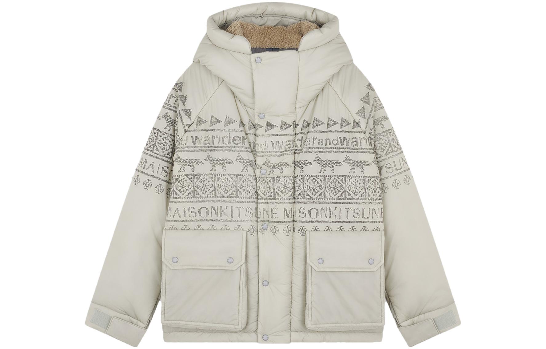 Maison Kitsune and wander FW23 Fox Logo Drawstring Zip Hoodie Jacket Navy Unisex 5743281904-P479