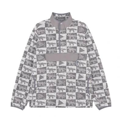 Maison Kitsune And Wander FW23 Fox Plaid Loose Fit Pullover Sweatshirt Grey 5743281907-P150