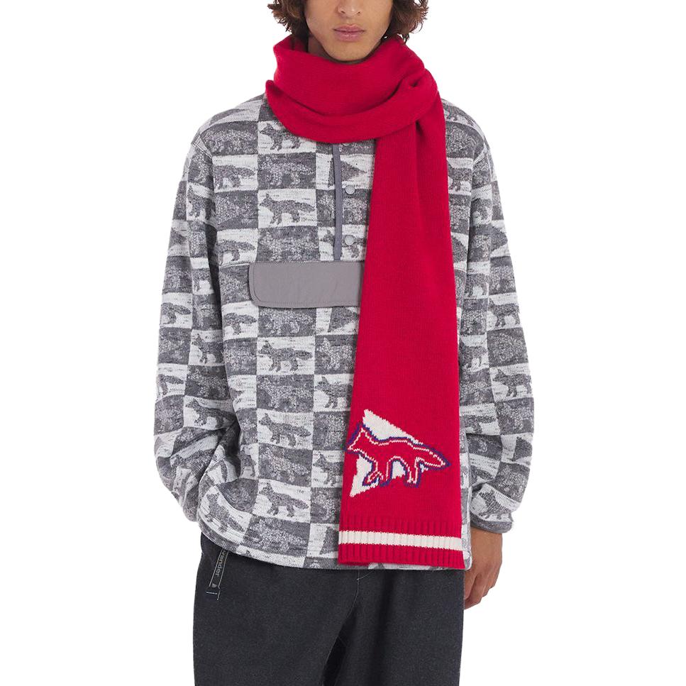 Shop 메종 키츠네 x 앤드 원더 FW23 폭스 플란넬 루즈핏 풀오버 스웨트셔츠 그레이 5743281907-P150