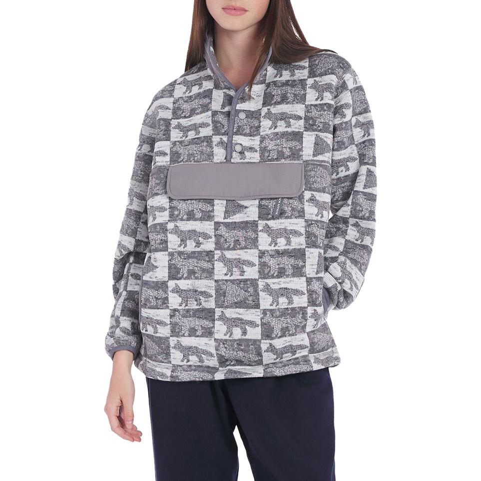 Purchase 메종 키츠네 x 앤드 원더 FW23 폭스 플란넬 루즈핏 풀오버 스웨트셔츠 그레이 5743281907-P150