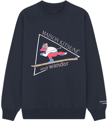 Maison Kitsune x and wander FW23 Navy Biru Baju Sweatshirt Unisex Logo Cetak. 5743284910-P479 Buy Maison Kitsune x and wander FW23 Navy Biru Baju Sweatshirt Unisex Logo Cetak. 5743284910-P479