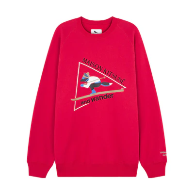 Maison Kitsune and wander FW23 Unisex Fox Logo Crewneck Sweatshirt Off-White MKxAW-07