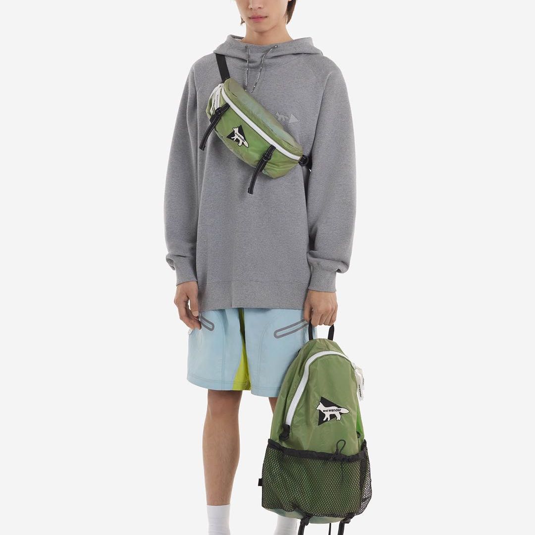 Shop 메종 키츠네 x AND WANDER 유니섹스 그레이 후디 - 캐주얼 편안한 루즈핏 5743184905-P130