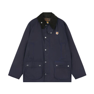 Maison Kitsune Barbour FW23 Fox Graphic Crewneck Sweatshirt Unisex Black MOL0559BK31-P198