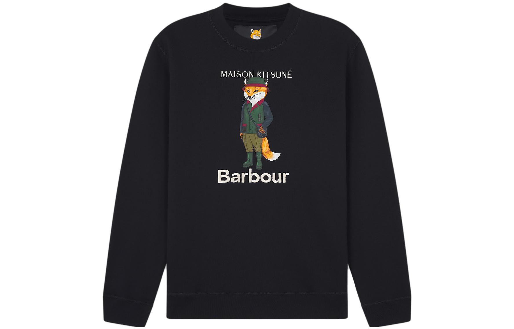 Maison Kitsune Barbour FW23 Fox Graphic Hoodie Red Unisex Pullover MOL0569OR31-P669