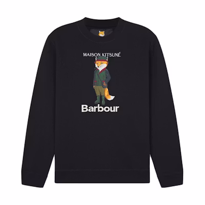 Maison Kitsune Barbour FW23 Fox Graphic Hoodie Red Unisex Pullover MOL0569OR31-P669