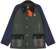 Maison Kitsune x Barbour FW23 Green Checkered Fox Patch Collared Jacket Unisex MWX2238GN72-P324 Maison Kitsune x Barbour FW23 Green Checkered Fox Patch Collared Jacket Unisex MWX2238GN72-P324