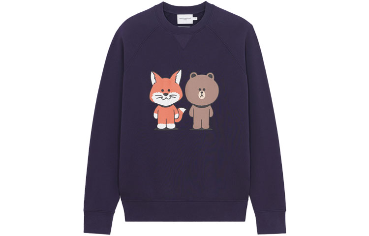 Maison Kitsune LINE FRIENDS SS21 Cartoon Print White Unisex Long Sleeve Sweater SPLNU00300-EC